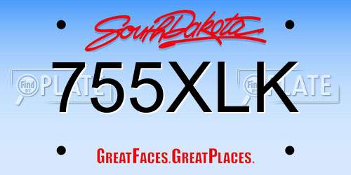 755XLK South Dakota License Plate