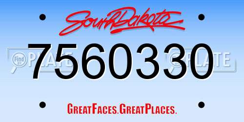 7560330 South Dakota License Plate