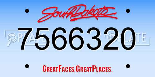 7566320 South Dakota License Plate
