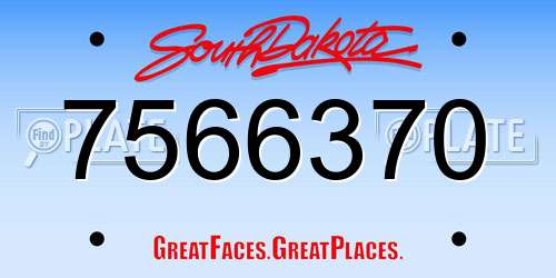 7566370 South Dakota License Plate