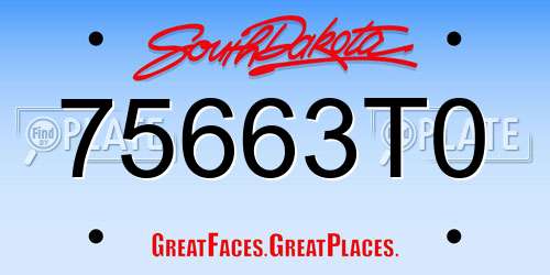 75663T0 South Dakota License Plate
