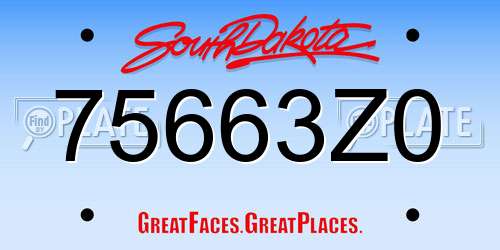 75663Z0 South Dakota License Plate