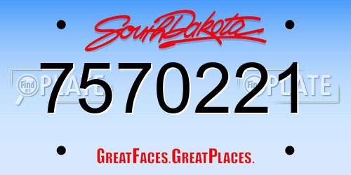 7570221 South Dakota License Plate