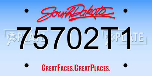 75702T1 South Dakota License Plate