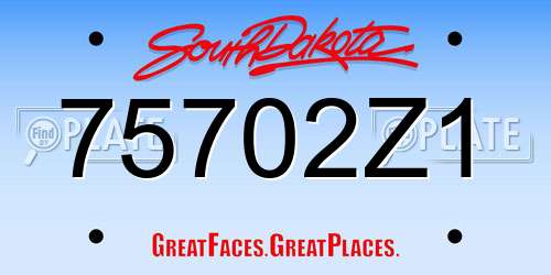 75702Z1 South Dakota License Plate