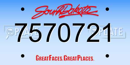 7570721 South Dakota License Plate