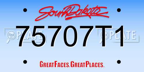 75707T1 South Dakota License Plate