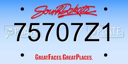 75707Z1 South Dakota License Plate