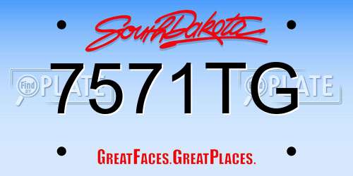 7571TG South Dakota License Plate