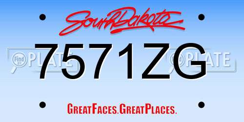 7571ZG South Dakota License Plate