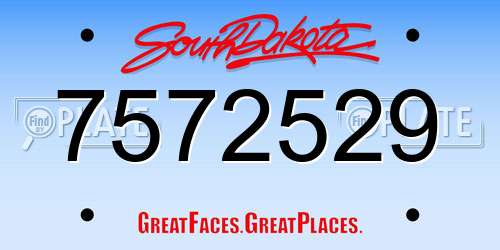 7572529 South Dakota License Plate