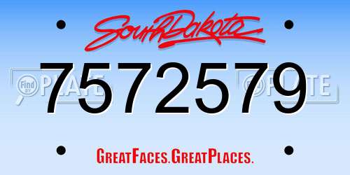7572579 South Dakota License Plate