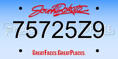 75725Z9 South Dakota License Plate