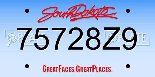 75728Z9 South Dakota License Plate