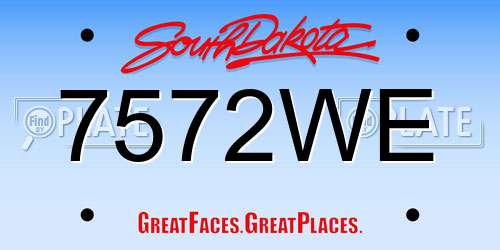 7572WE South Dakota License Plate
