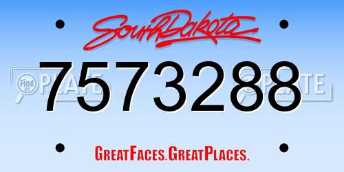7573288 South Dakota License Plate