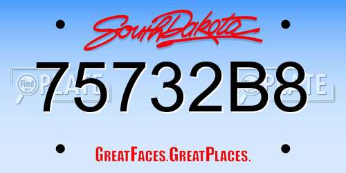 75732B8 South Dakota License Plate