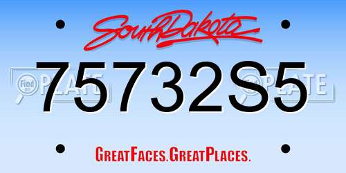 75732S5 South Dakota License Plate
