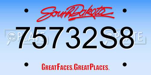 75732S8 South Dakota License Plate