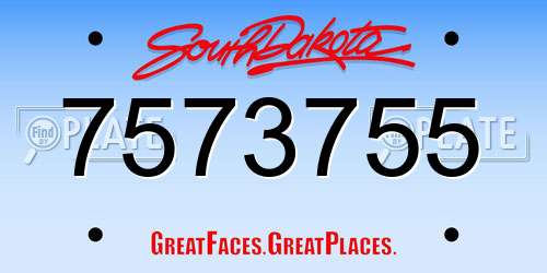7573755 South Dakota License Plate