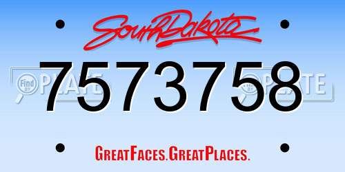 7573758 South Dakota License Plate