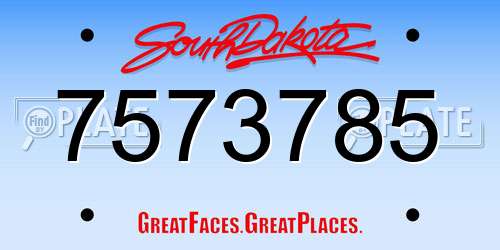 7573785 South Dakota License Plate