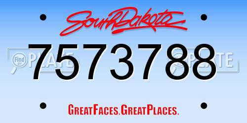 7573788 South Dakota License Plate