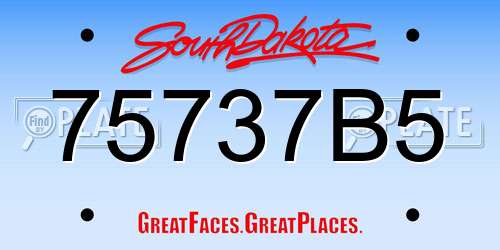 75737B5 South Dakota License Plate
