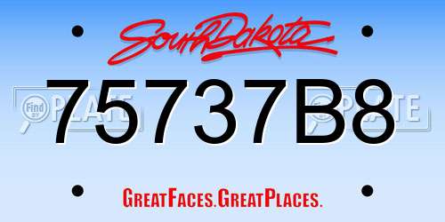75737B8 South Dakota License Plate