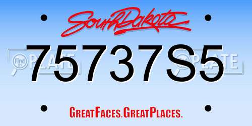 75737S5 South Dakota License Plate