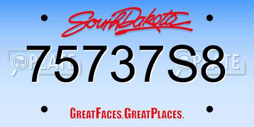 75737S8 South Dakota License Plate