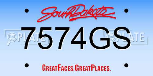 7574GS South Dakota License Plate
