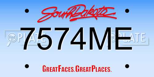 7574ME South Dakota License Plate