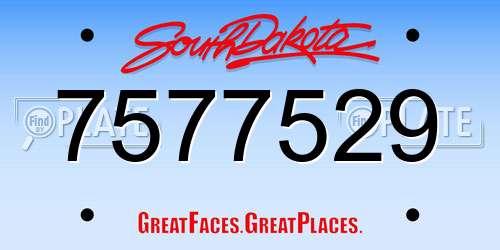 7577529 South Dakota License Plate