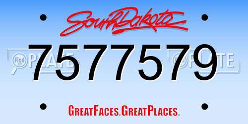 7577579 South Dakota License Plate