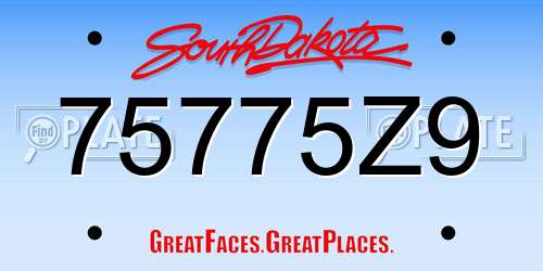 75775Z9 South Dakota License Plate