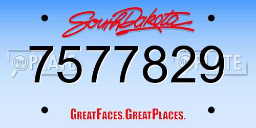 7577829 South Dakota License Plate