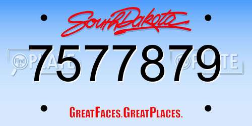 7577879 South Dakota License Plate