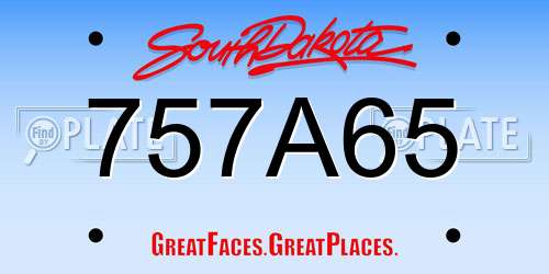 757A65 South Dakota License Plate