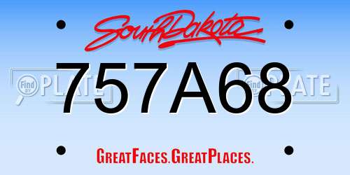 757A68 South Dakota License Plate