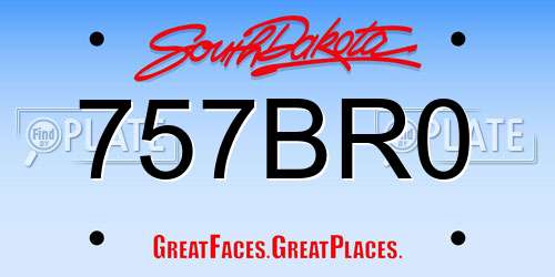 757BR0 South Dakota License Plate