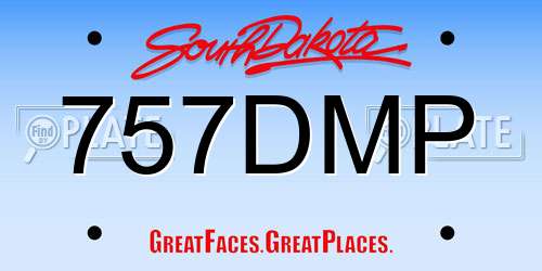 757DMP South Dakota License Plate