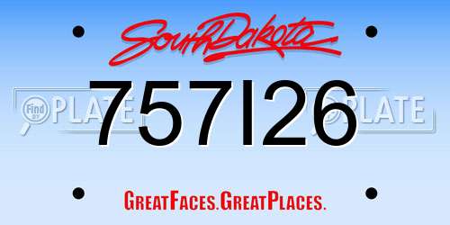 757I26 South Dakota License Plate