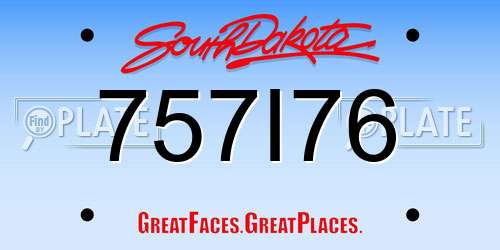757I76 South Dakota License Plate