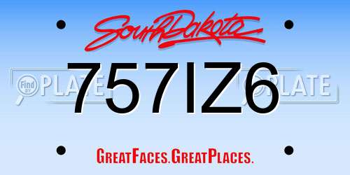 757IZ6 South Dakota License Plate