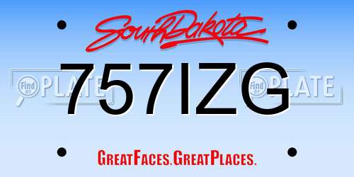 757IZG South Dakota License Plate