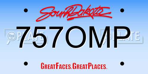 757OMP South Dakota License Plate