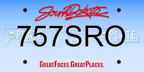 757SRO South Dakota License Plate