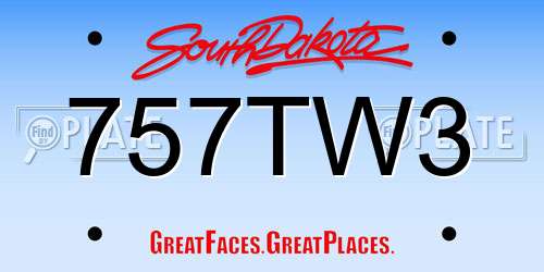 757TW3 South Dakota License Plate