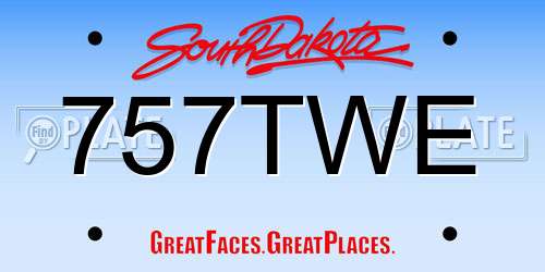 757TWE South Dakota License Plate